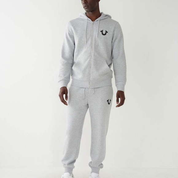 NWT True Religion HEATHER GREY BUDDHA ZIP HOODIE W/BACK CAMO PRINT LOGO - Picture 4 of 13